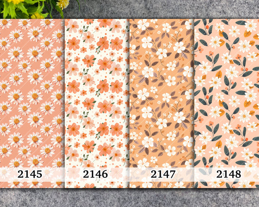 Water soluble Transfer paper for polymer clay, Peach and orange floral pattern, polymer clay image transfers, magic transfer paper