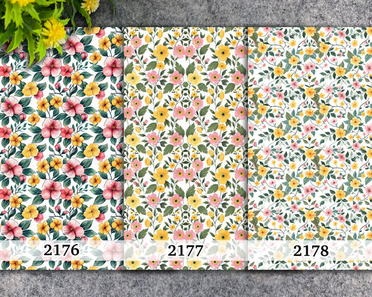 Ornate Water soluble Transfer paper for polymer clay, Yellow and peach floral pattern, polymer clay image transfers, magic transfer paper