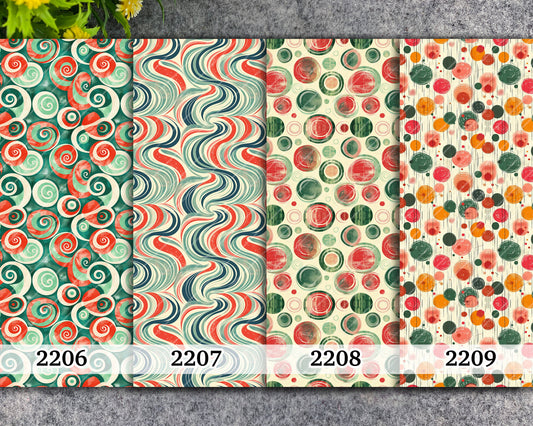 Water soluble Transfer paper for polymer clay, Abstract red and green circle and waves, polymer clay image transfers, magic transfer paper