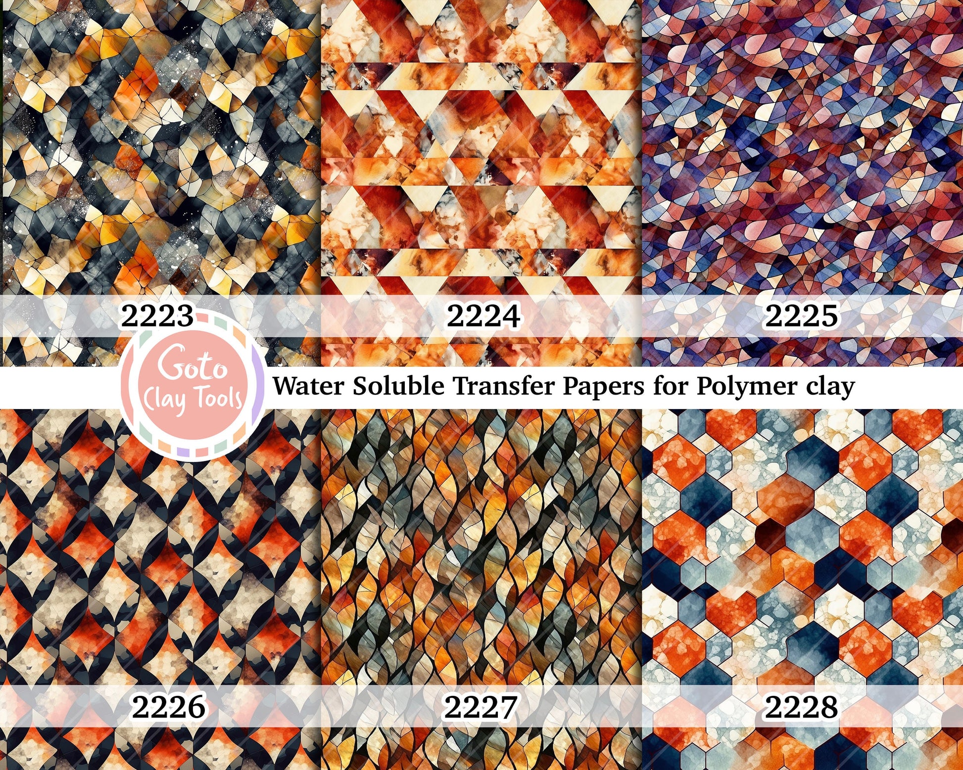 Water soluble Transfer paper for polymer clay, Liquid marble tile pattern, polymer clay image transfers, magic transfer paper