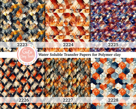 Water soluble Transfer paper for polymer clay, Liquid marble tile pattern, polymer clay image transfers, magic transfer paper