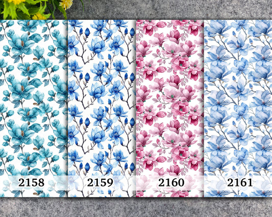 Water soluble Transfer paper for polymer clay, Magnolia floral pattern, polymer clay image transfers, magic transfer paper