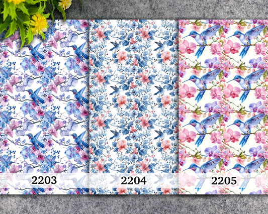Water soluble Transfer paper for polymer clay, hummingbird floral, polymer clay image transfers, magic transfer paper