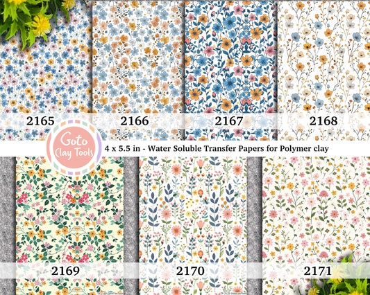 Ornamental floral Water soluble Transfer paper for polymer clay, Colorful county floral, polymer clay image transfers, magic transfer paper