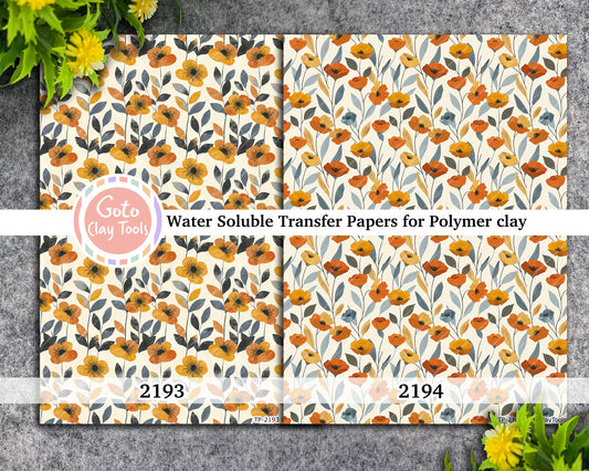 Transfer paper for polymer clay, Spring floral pattern, water soluble transfer paper, polymer clay image transfers, magic transfer paper