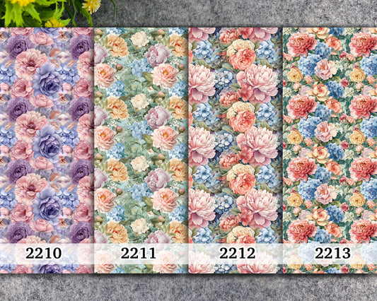 Water soluble Transfer paper for polymer clay, Rose Peony floral pattern, polymer clay image transfers, magic transfer paper