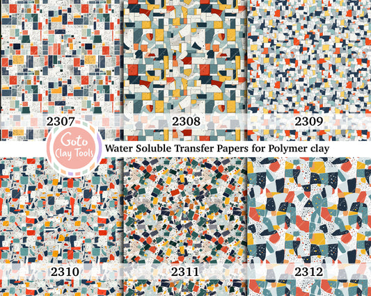 Abstract Mosaic Polymer Clay Transfer Paper: Water Soluble (4x5.5 inches)