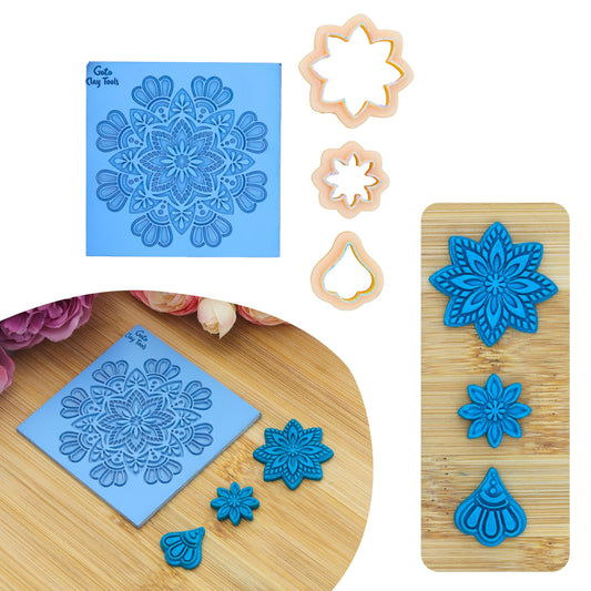 Mandala Rubber Texture Mat for Polymer Clay Jewelry #M-1