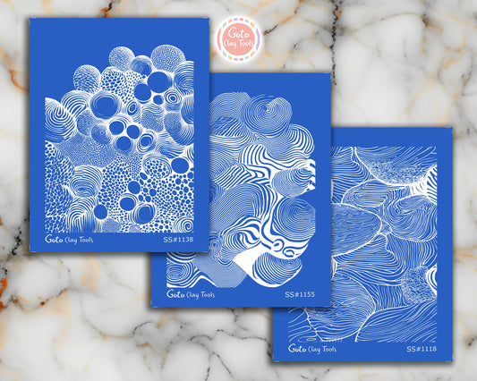 Zentangle Silk screens for Polymer Clay, Clay Stencils, Polymer Clay Silkscreens, Silk screens for Clay, Polymer Clay Silk screens R1SS7