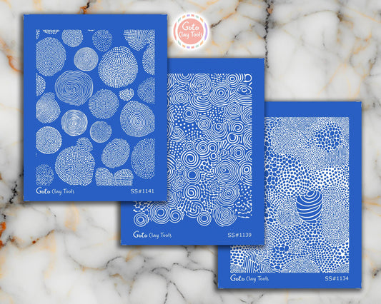 Zentangle Silk screens for Polymer Clay, Clay Stencils, Polymer Clay Silkscreens, Silk screens for Clay, Polymer Clay Silk screens R1SS3