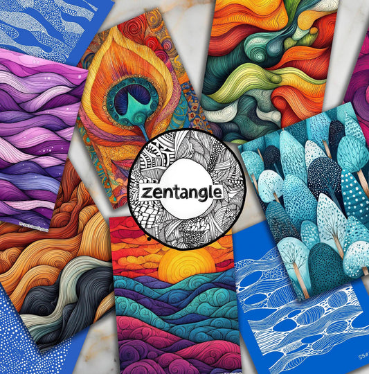 50% OFF FULL BUNDLE of Zentangle Collection, 27 Transfer Papers and 21 Silk screens Total 48 items R1