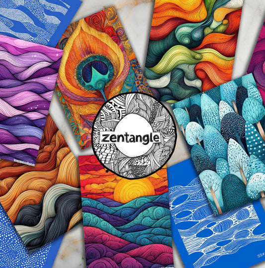 50% OFF FULL BUNDLE of Zentangle Collection, 27 Transfer Papers and 21 Silk screens Total 48 items R1