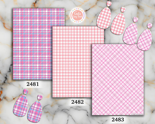 Pink Plaids Polymer Clay Transfer Sheet, Clay Transfer Paper, Valentine Tartan transfer, polymer clay image transfers, magic transfer paper