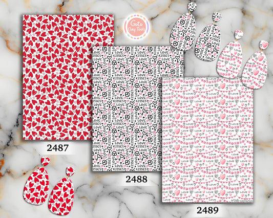 Valentine Heart Polymer Clay Transfer Sheet, Clay Transfer Paper, Heart Clay transfer, polymer clay image transfers, magic transfer paper