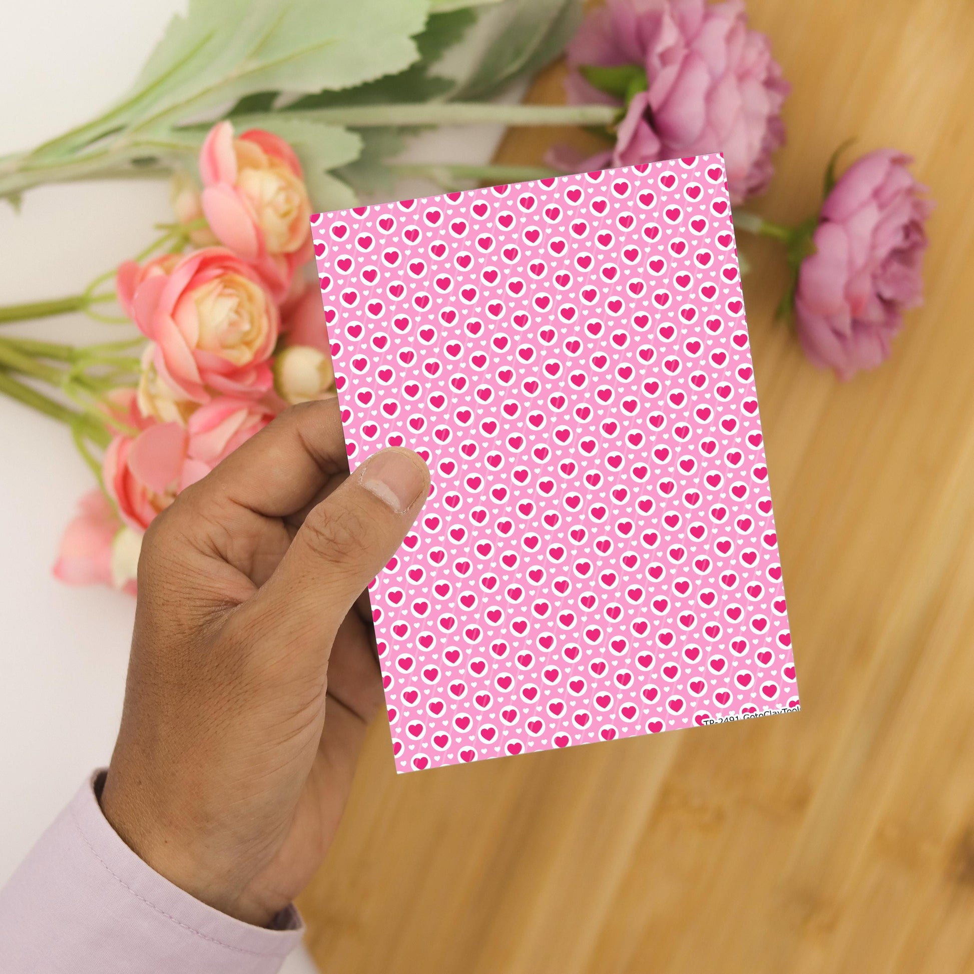 Checkered Heart Polymer Clay Transfer Sheet, Clay Transfer Paper, Heart Clay transfer, polymer clay image transfers, magic transfer paper