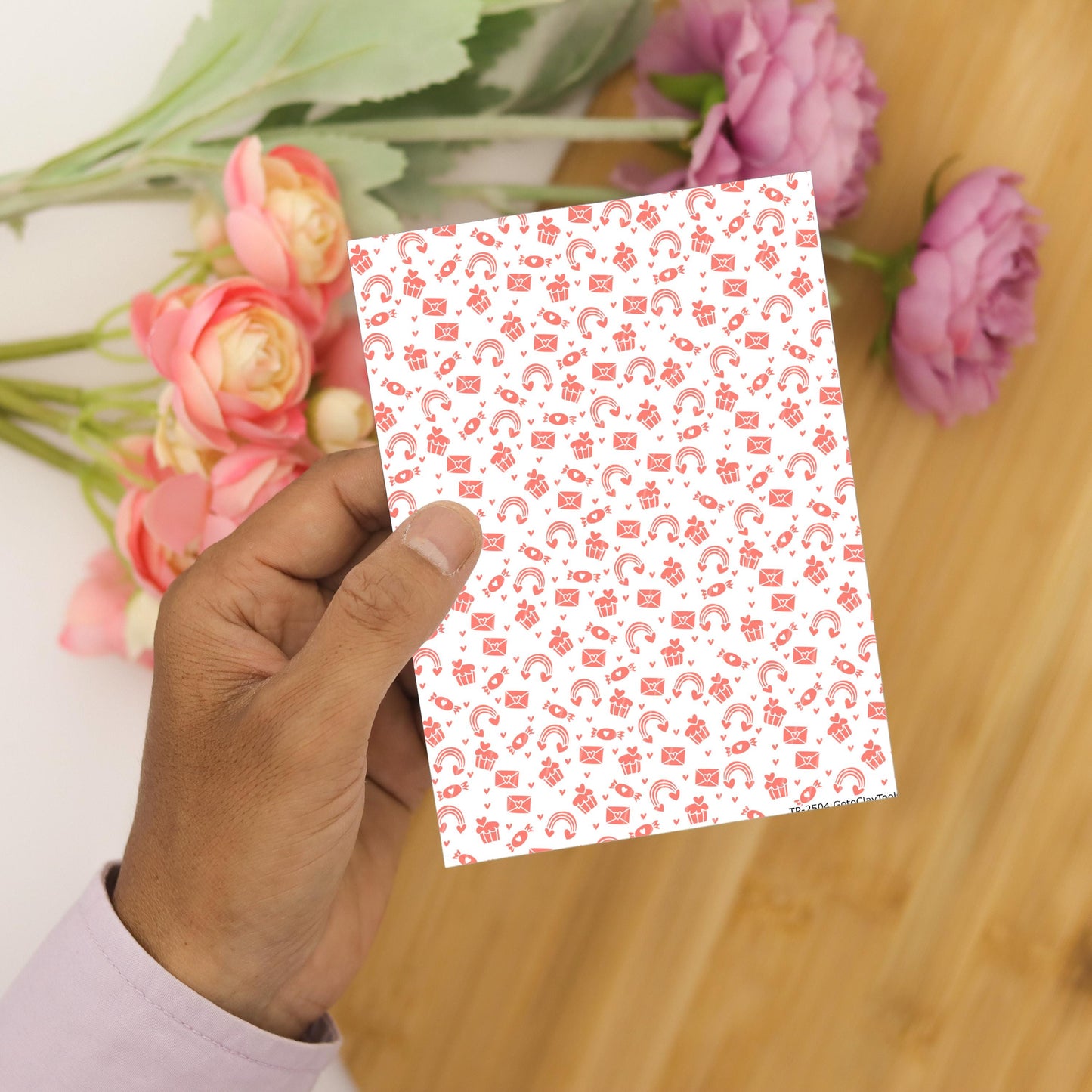 Valentine Polymer Clay Transfer Sheet: XOXO, Hearts (Water Soluble)