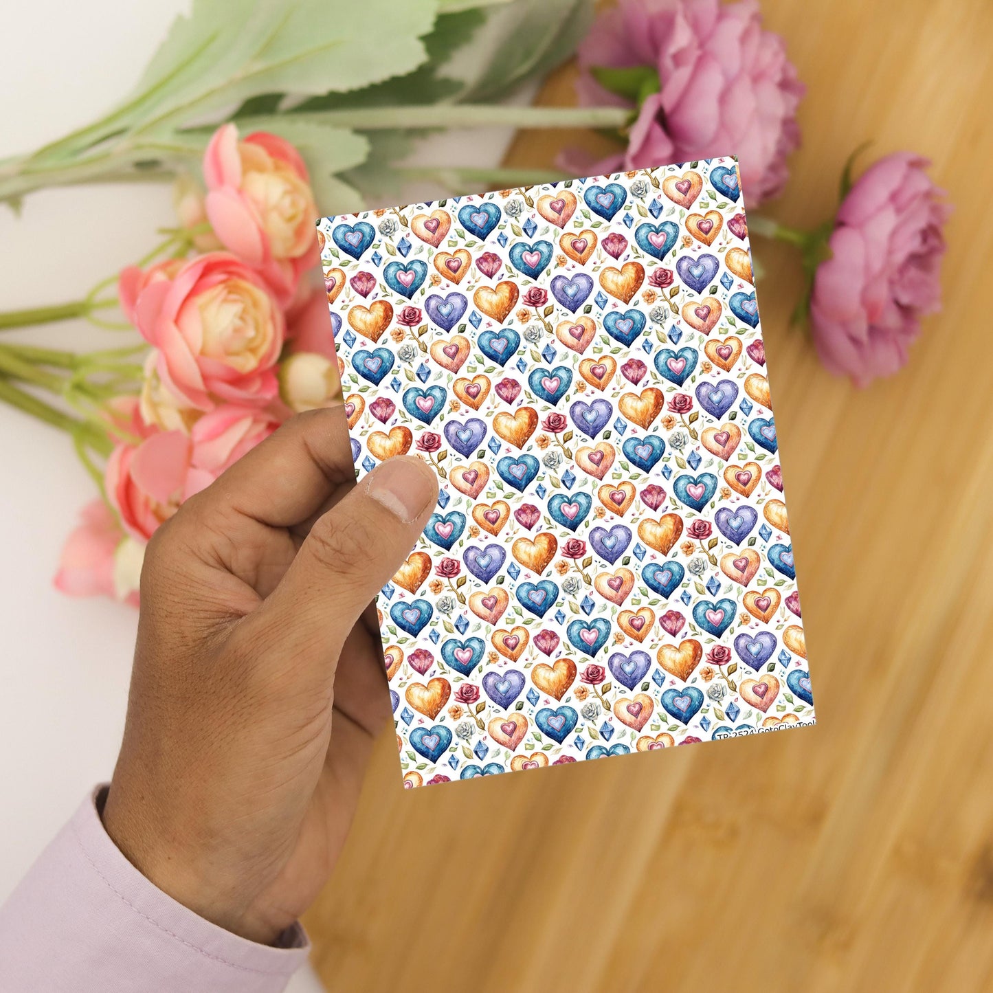 Rose Heart Polymer Clay Transfer Sheet, Clay Transfer Paper, Diamond heart Clay transfer, polymer clay image transfers, magic transfer paper