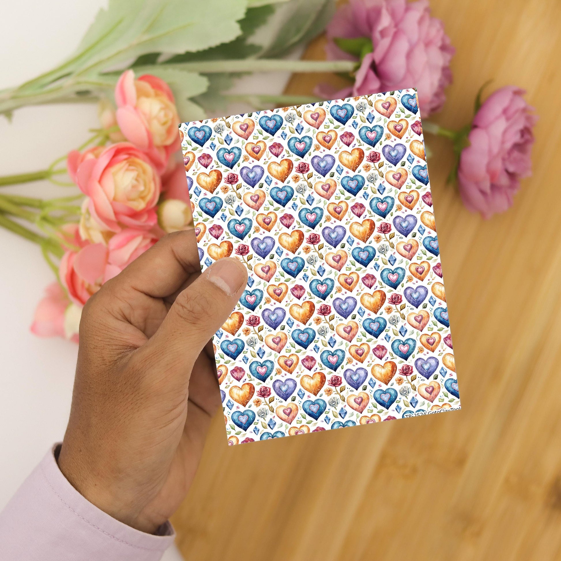 Rose Heart Polymer Clay Transfer Sheet, Clay Transfer Paper, Diamond heart Clay transfer, polymer clay image transfers, magic transfer paper