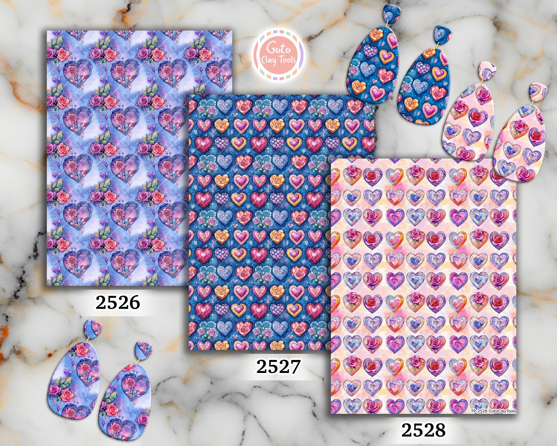 Rose Heart Polymer Clay Transfer Sheet, Clay Transfer Paper, Diamond heart Clay transfer, polymer clay image transfers, magic transfer paper