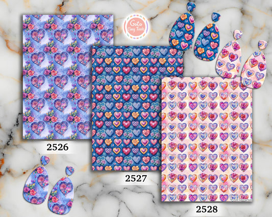 Rose Heart Polymer Clay Transfer Sheet, Clay Transfer Paper, Diamond heart Clay transfer, polymer clay image transfers, magic transfer paper