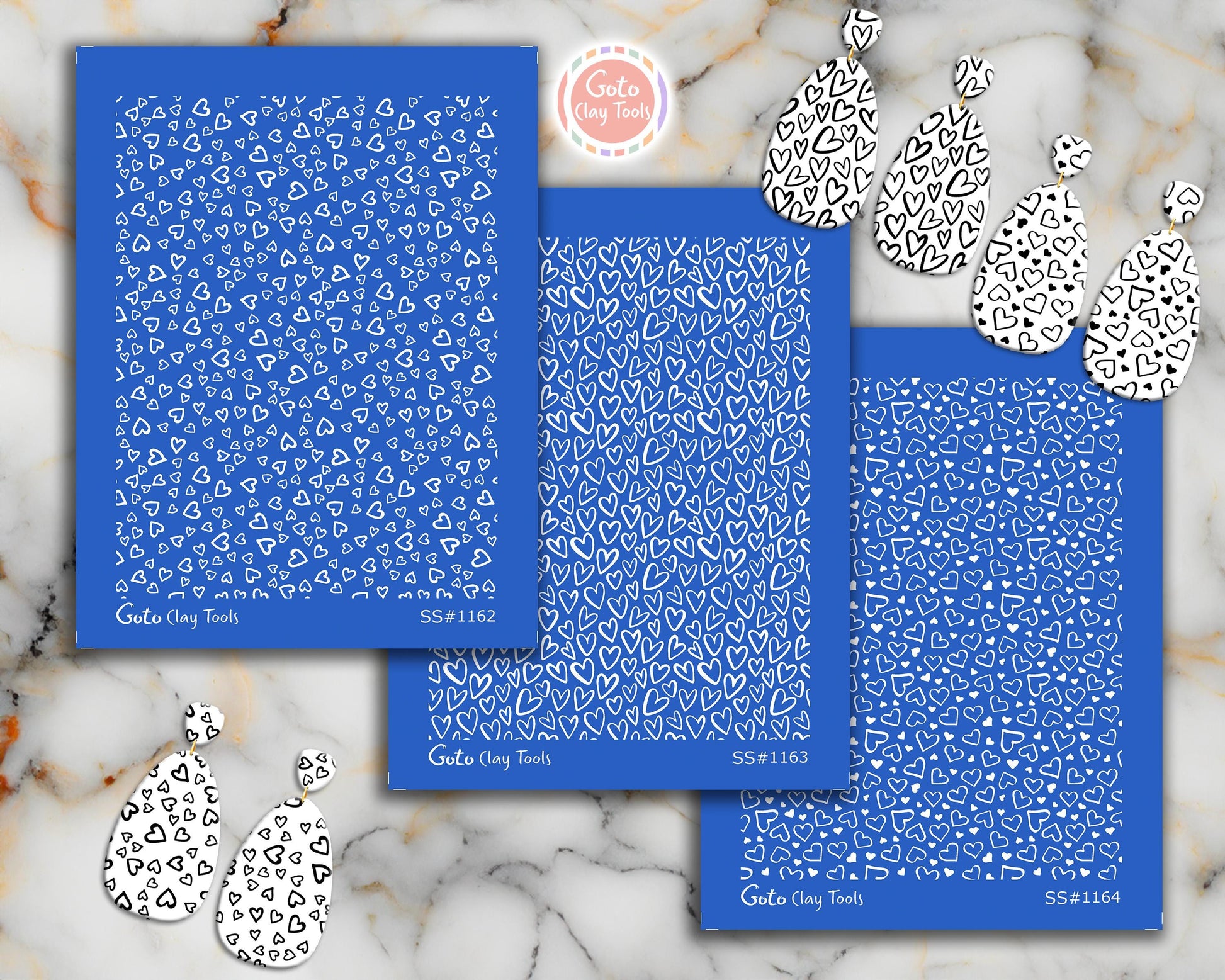 Heart Silk screen for Polymer Clay Earring, Clay Stencils, Clay Earring Silkscreen, Silkscreen for Polymer Clay SS-VAL-25-1