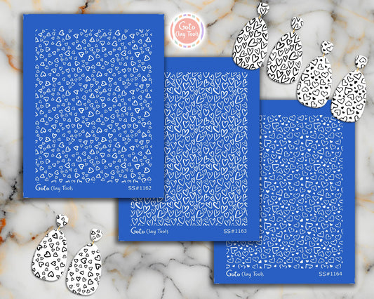 Heart Silkscreen for Polymer Clay Earrings: Jewelry Making Stencil (9.5x12.5cm Printable Area)