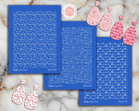 Heart String Polymer Clay Silkscreen for Earring Making (3.74x4.92" Printable Area