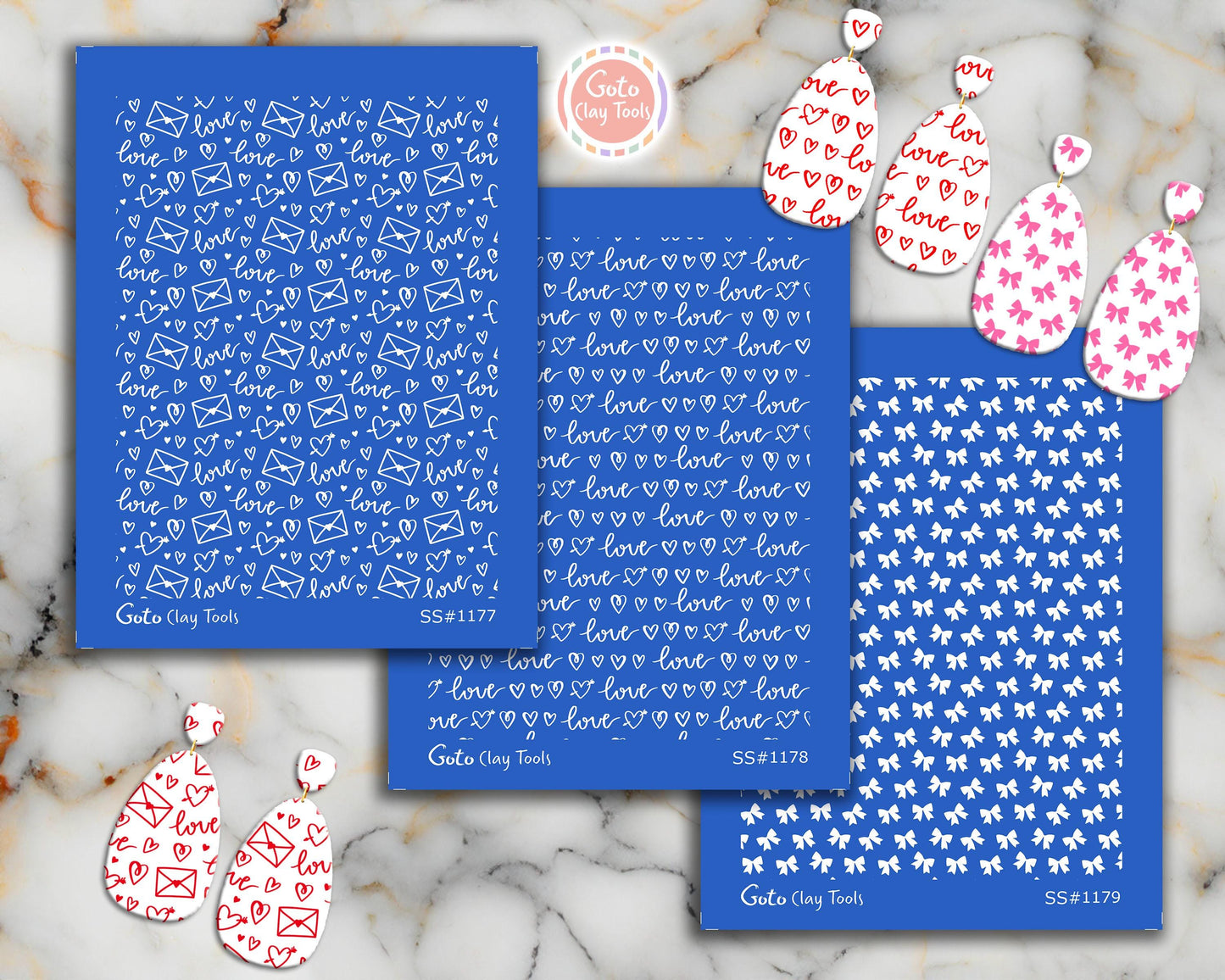 Love Silk screen for Polymer Clay Earring, Clay Stencils, Clay Earring Silkscreen, Valentine Silkscreen for Polymer Clay SS-VAL-25-6