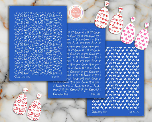 Heart Silkscreen for Polymer Clay Earrings: Valentine Stencil (9.5x12.5cm Printable Area)