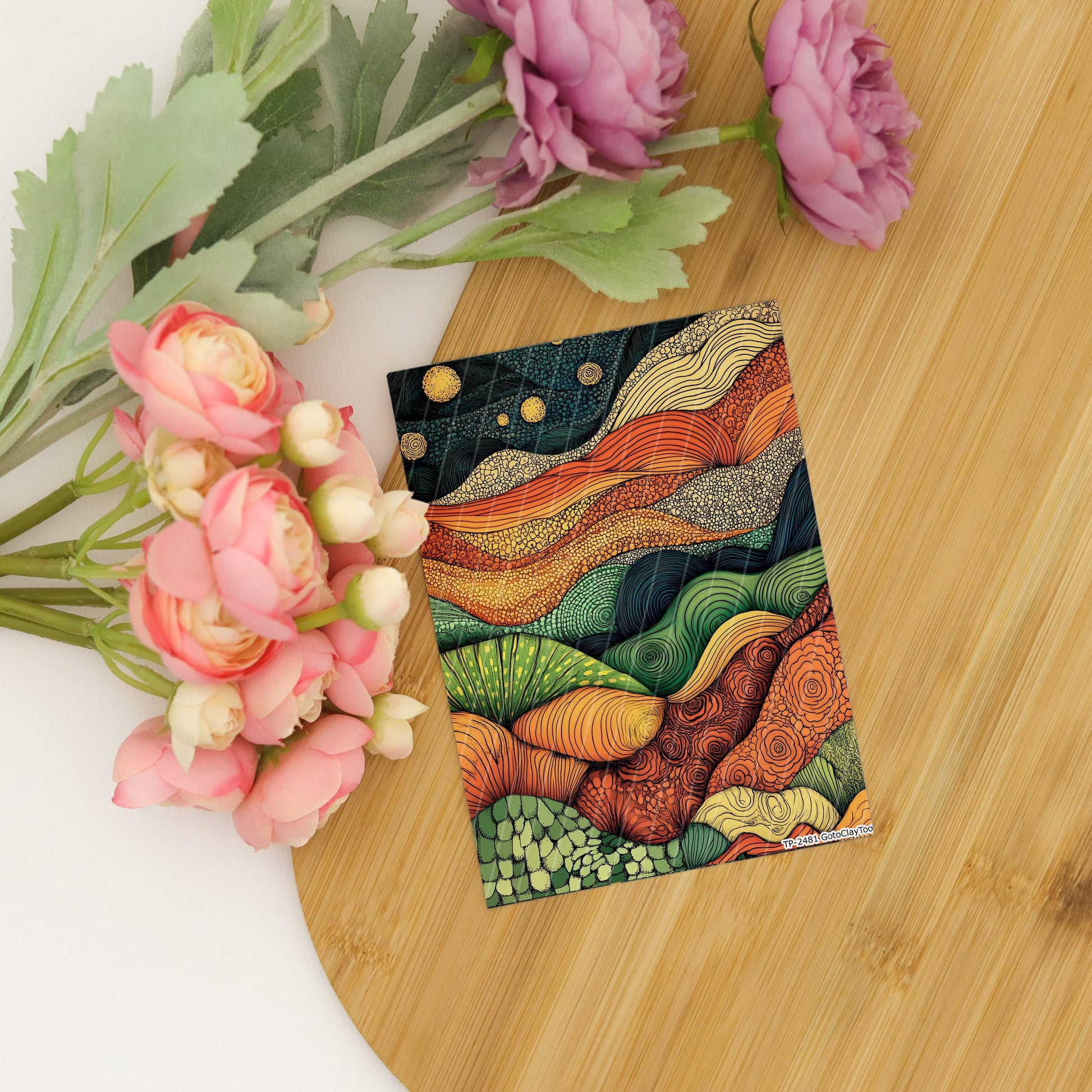 Transfer paper for polymer clay, Earthy Zentangle,water soluble transfer paper,Clay Transfers, Clay Transfer sheets, transfer paper for clay