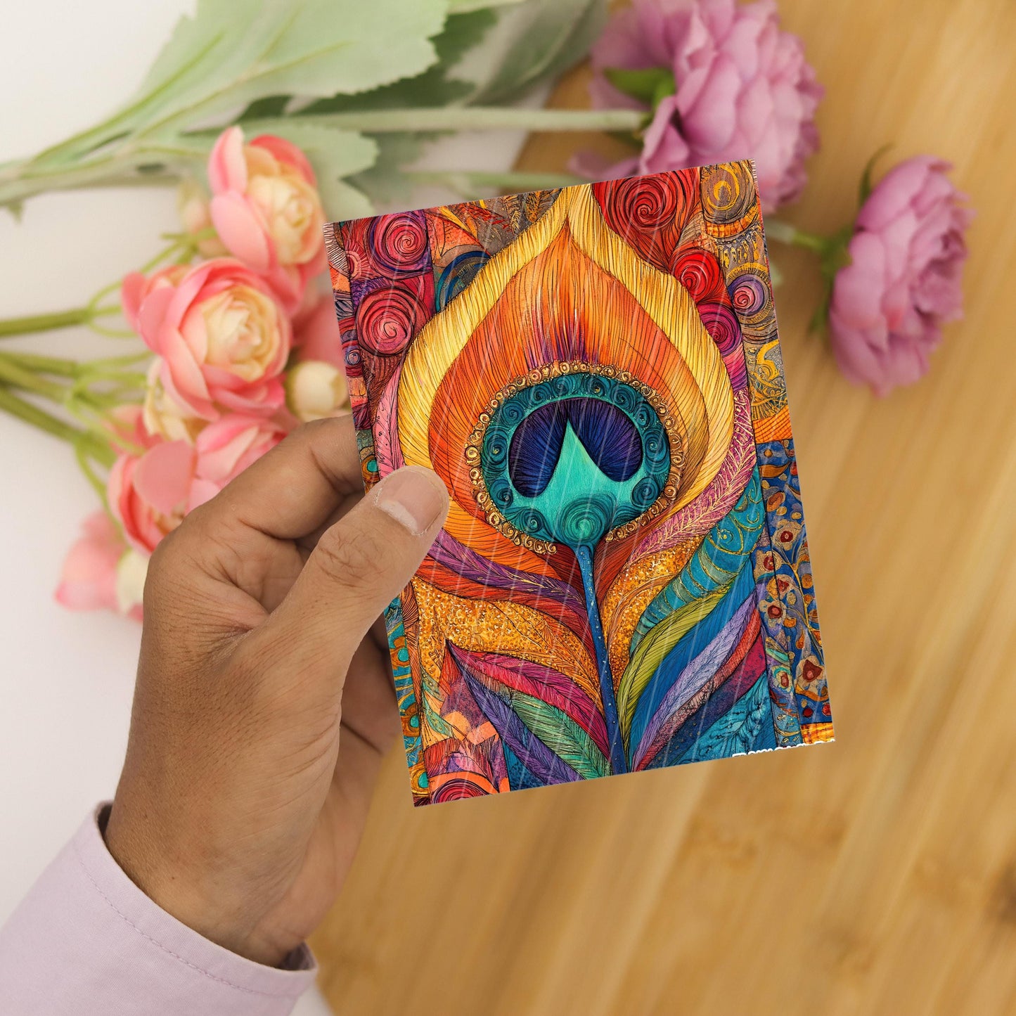 Peacock Zentangle Transfer Paper for Polymer Clay (4x5.5 inches)