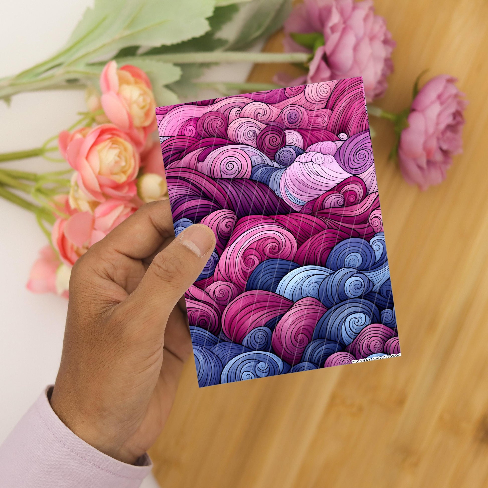 Mauve Zentangle Polymer Clay Transfer Paper: Water Soluble Sheets