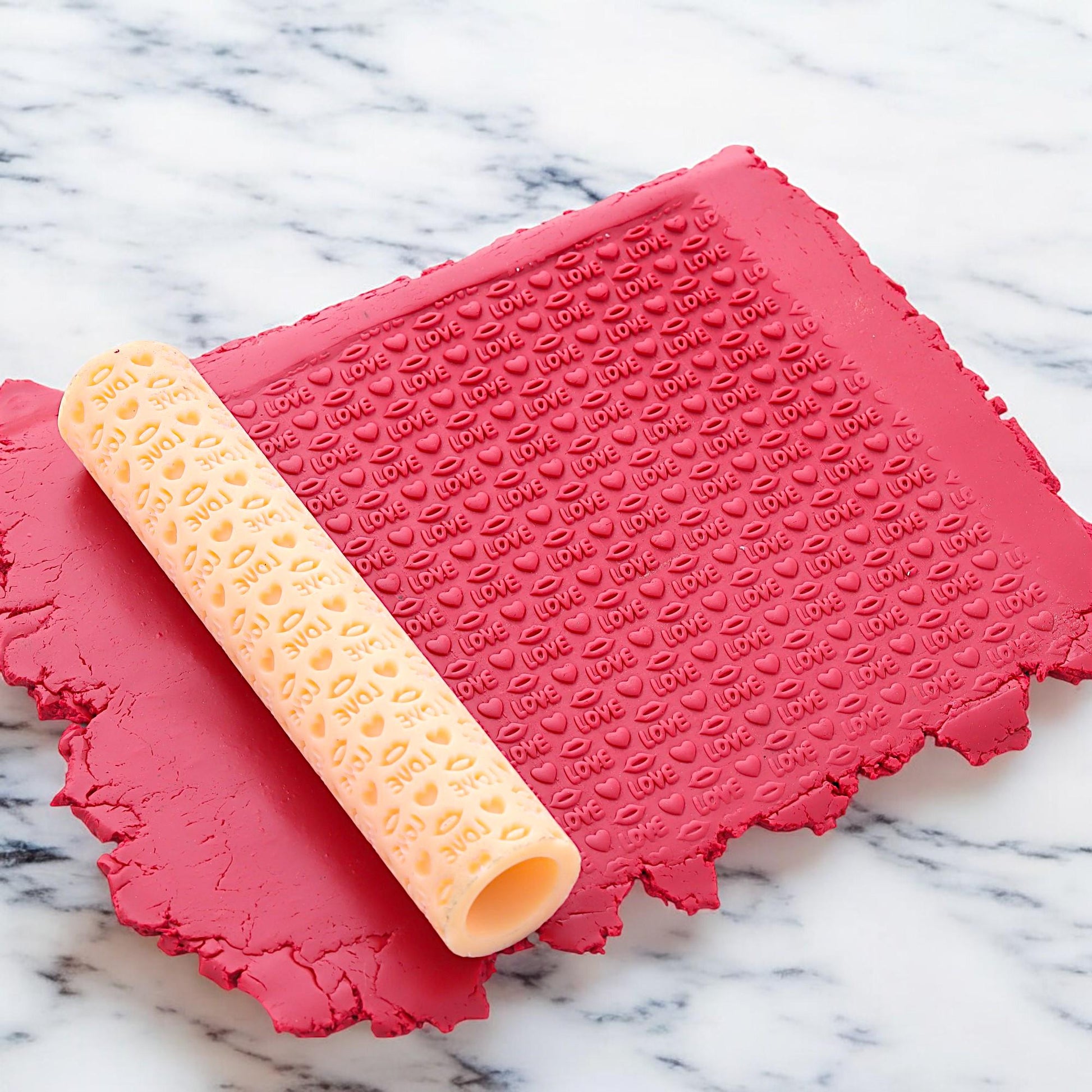 Heart Texture Roller, Polymer Clay Texture Roller, Clay Texture Roller, Texture Roller for Polymer Clay, Love Lips and Heart Roller #CCF1