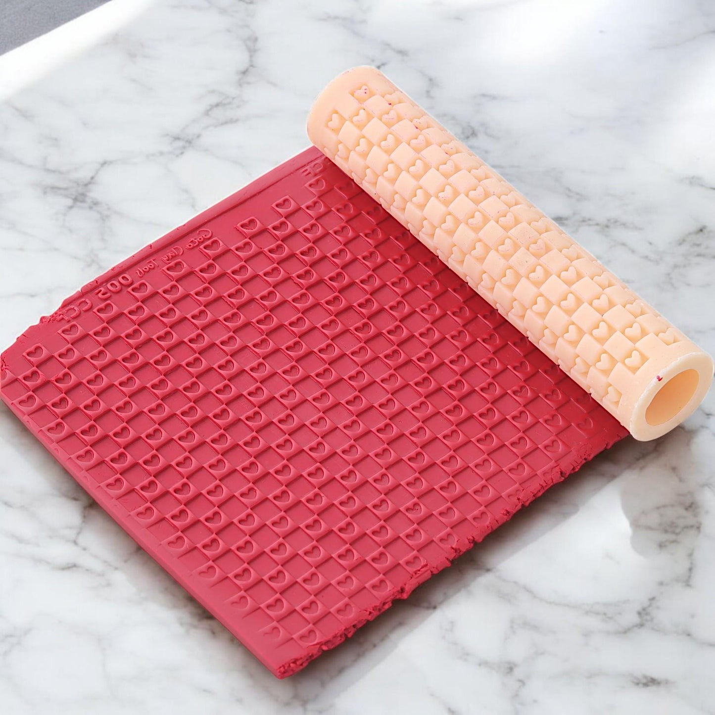 Checkered Heart Polymer Clay Texture Roller #CCF5