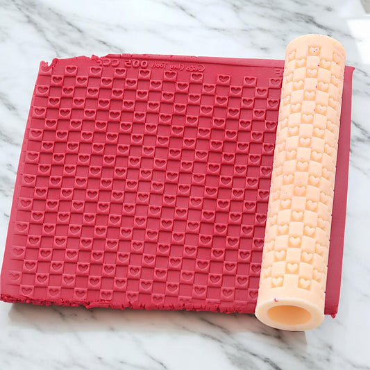 Checkered Heart Polymer Clay Texture Roller #CCF5