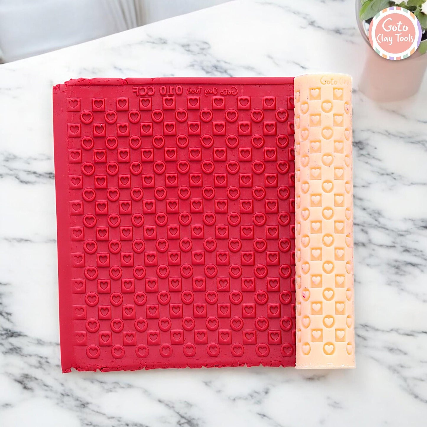 Checkered Heart Texture Roller: Polymer Clay Tool #CCF10