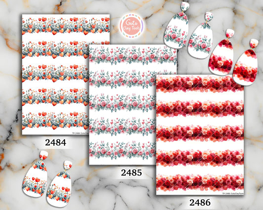 Rose Border Polymer Clay Transfer Sheet, Clay Transfer Paper, Valentine Flower transfer, polymer clay image transfers, magic transfer paper