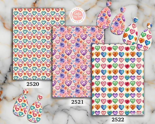 Heart Diamond Polymer Clay Transfer Sheet, Clay Transfer Paper, Rose Clay transfer, polymer clay image transfers, magic transfer paper