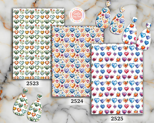 Rose Heart Polymer Clay Transfer Sheet, Clay Transfer Paper, Diamond heart Clay transfer, polymer clay image transfers, magic transfer paper