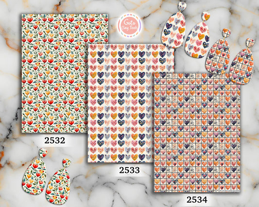 Watercolor Heart Polymer Clay Transfer Sheet, Clay Transfer Paper, heart Clay transfer, polymer clay image transfers, magic transfer paper