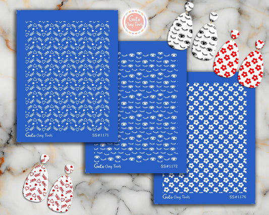 Heart Silkscreen for Polymer Clay Earrings: Jewelry Stencil (3.74x4.92" Printable Area