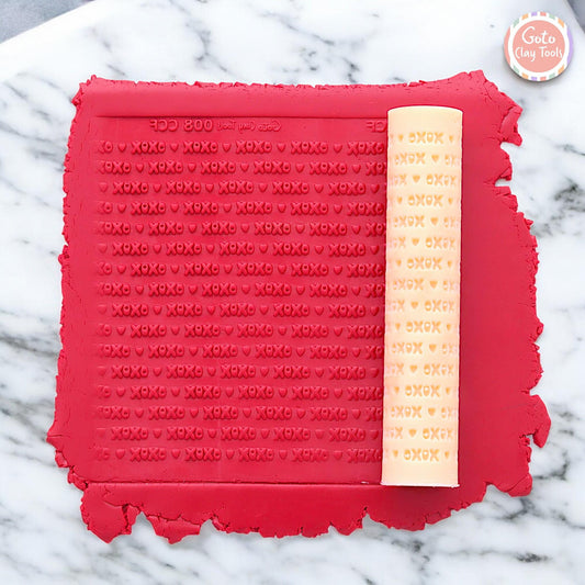 XOXO Heart Texture Roller: Polymer Clay Resin Tool #CCF8