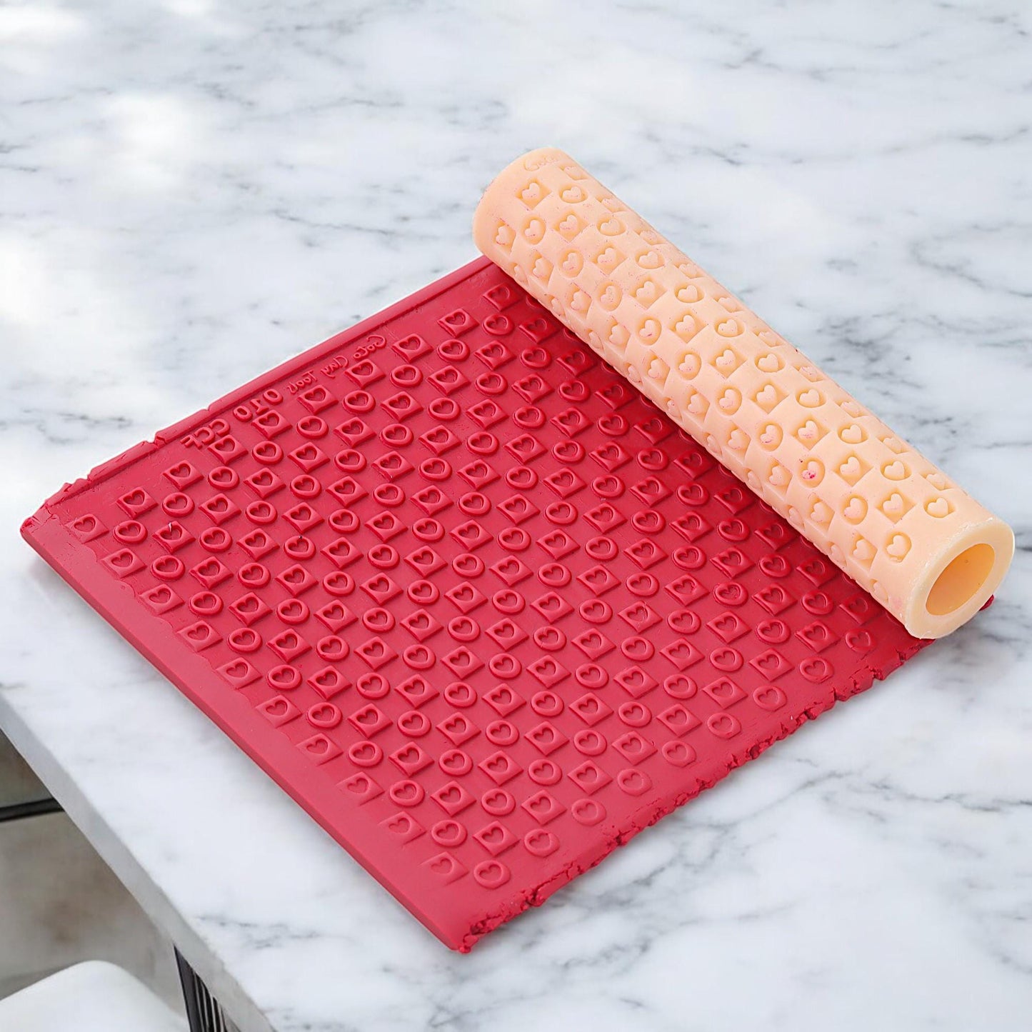 Checkered Heart Texture Roller: Polymer Clay Tool #CCF10