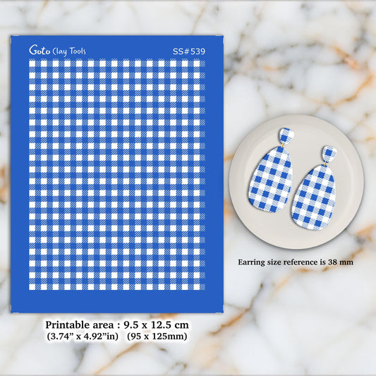 Gingham Silkscreen for Polymer Clay Earrings: Buffalo Plaid Pattern SS#539