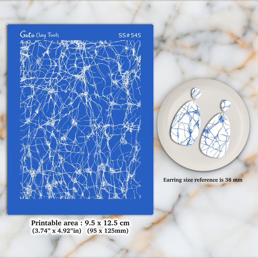 Crackle Silkscreen for Polymer Clay Earrings: Stencil for Jewelry Making. SS#545