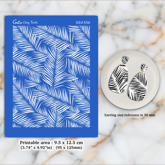 Palm Leaves Silkscreen for Polymer Clay Earring making, Clay Stencils, Clay Earring Silkscreen, Polymer Clay Supplies SS#556