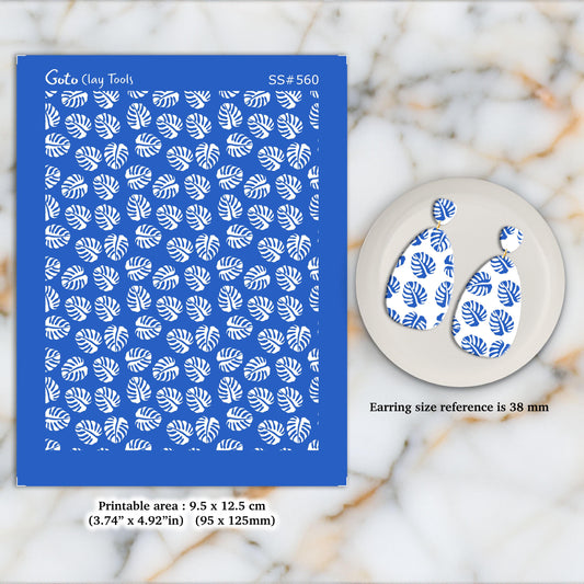 Monstera Leaf Silkscreen for Polymer Clay Earrings: Jewelry Making Stencil  SS#560