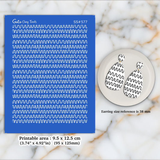 Waves Silkscreen for Polymer Clay Earring making, Clay Stencils, Clay Earring Silkscreen, Polymer Clay Supplies SS#577