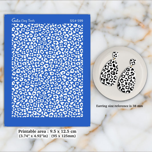 Leopard Print Silkscreen for Polymer Clay Earrings: Jewelry Stencil SS#599