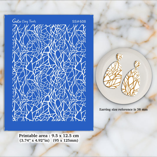 Crackle Silkscreen for Polymer Clay Earrings: Jewelry Making Stencil SS#608